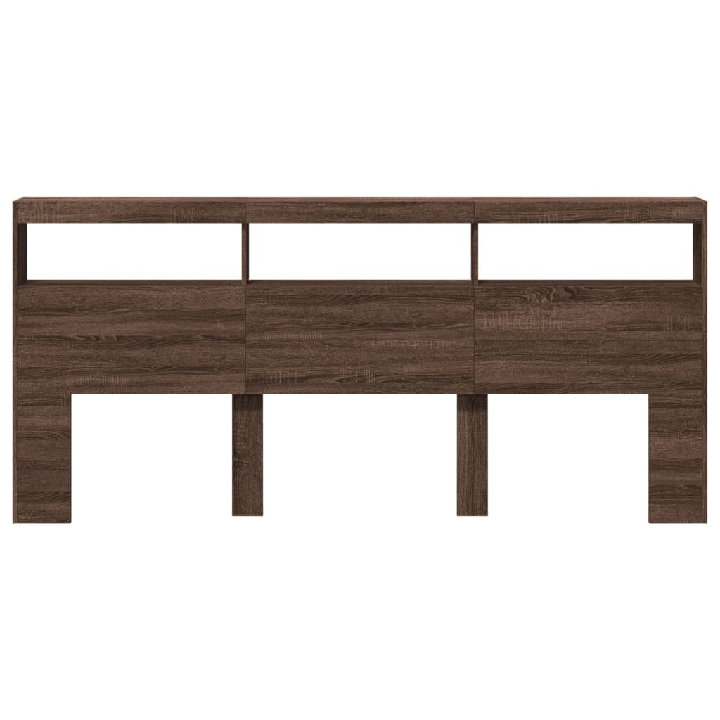 Armoire tête de lit avec LED chêne marron 220x17x102 cm - XIOS