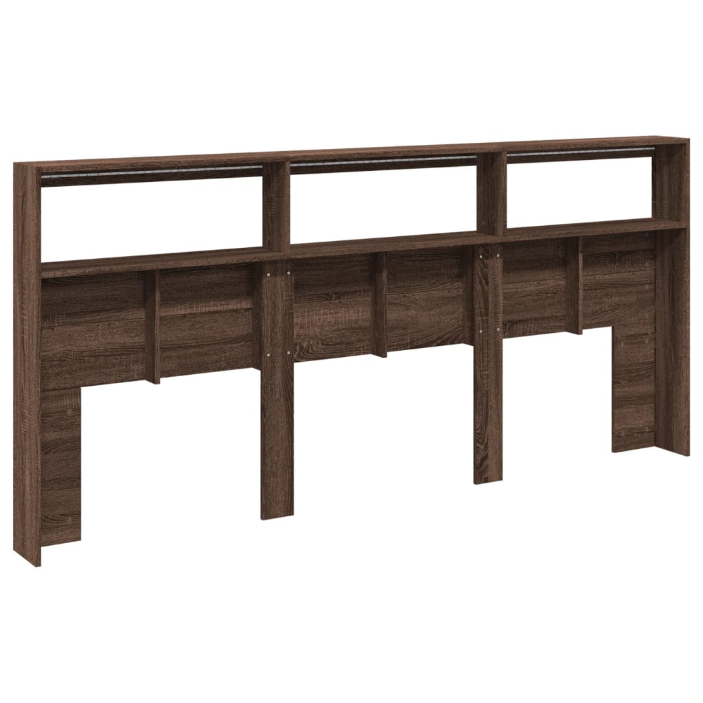 Armoire tête de lit avec LED chêne marron 220x17x102 cm - XIOS