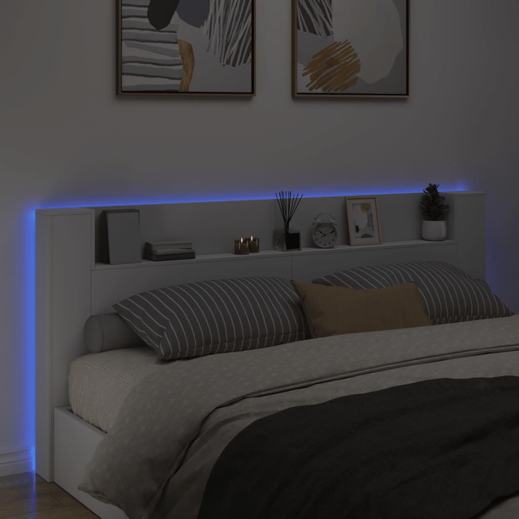 Armoire tête de lit avec LED blanc 220x16,5x103,5 cm - XIOS