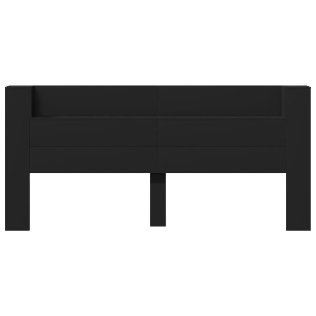 Armoire tête de lit avec LED noir 220x16,5x103,5 cm - XIOS