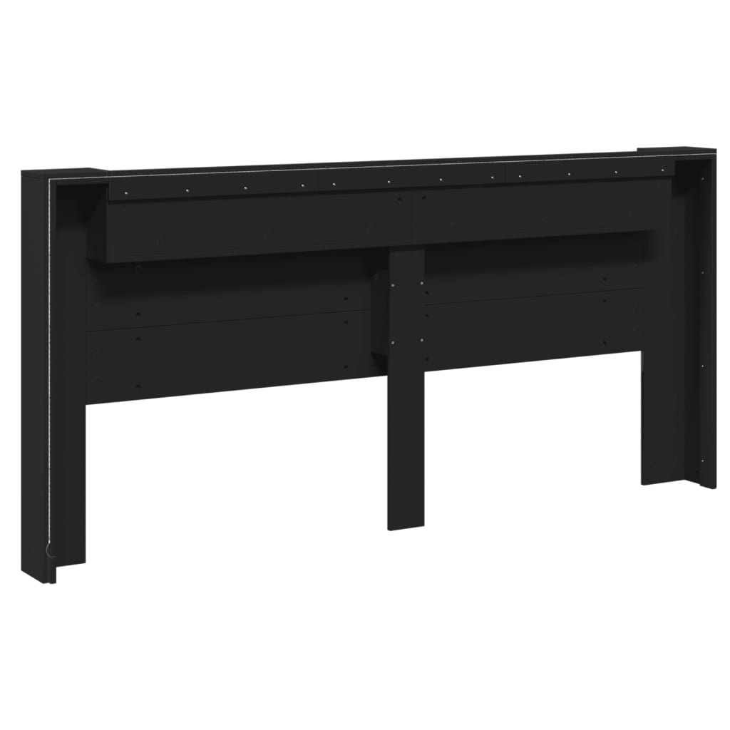 Armoire tête de lit avec LED noir 220x16,5x103,5 cm - XIOS