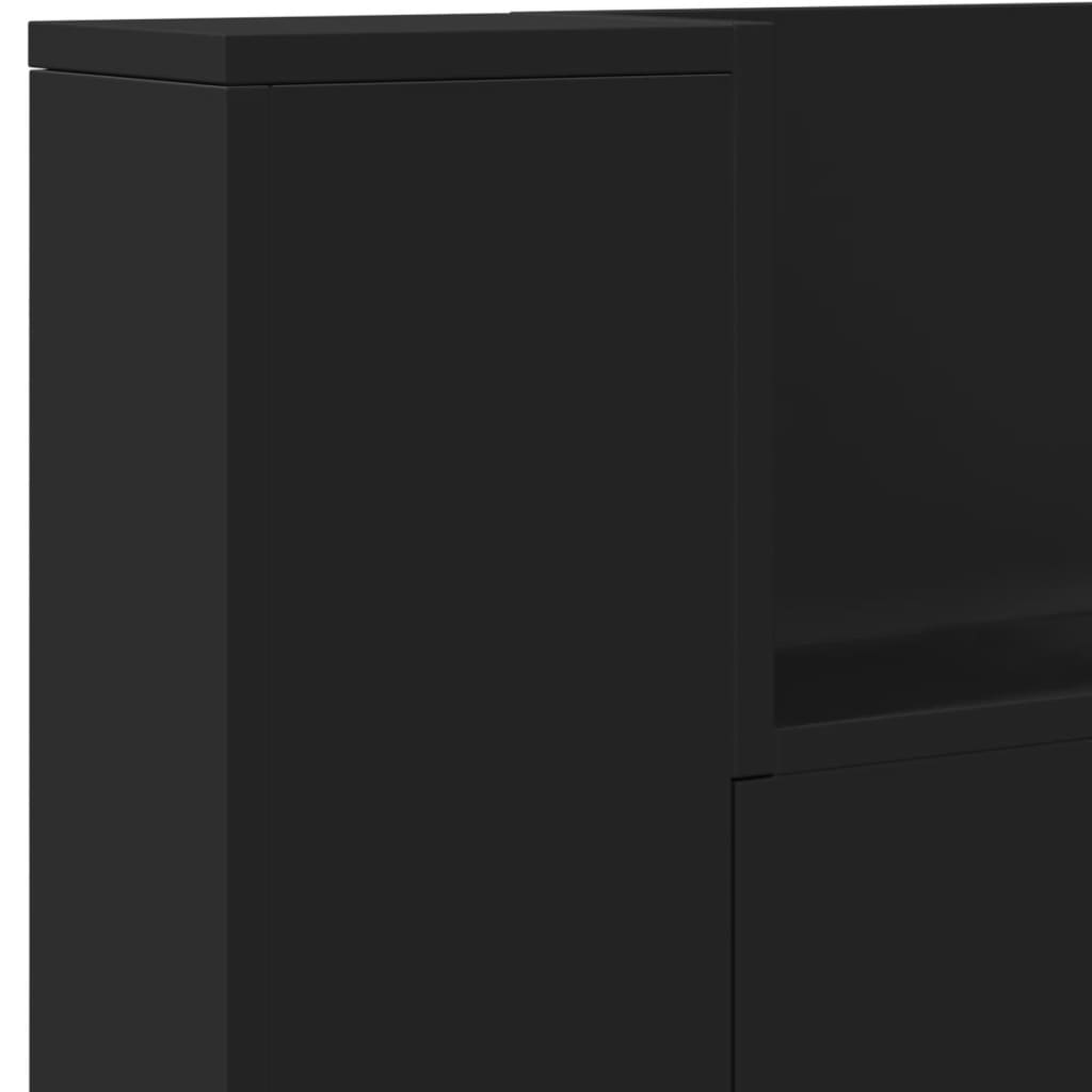 Armoire tête de lit avec LED noir 220x16,5x103,5 cm - XIOS