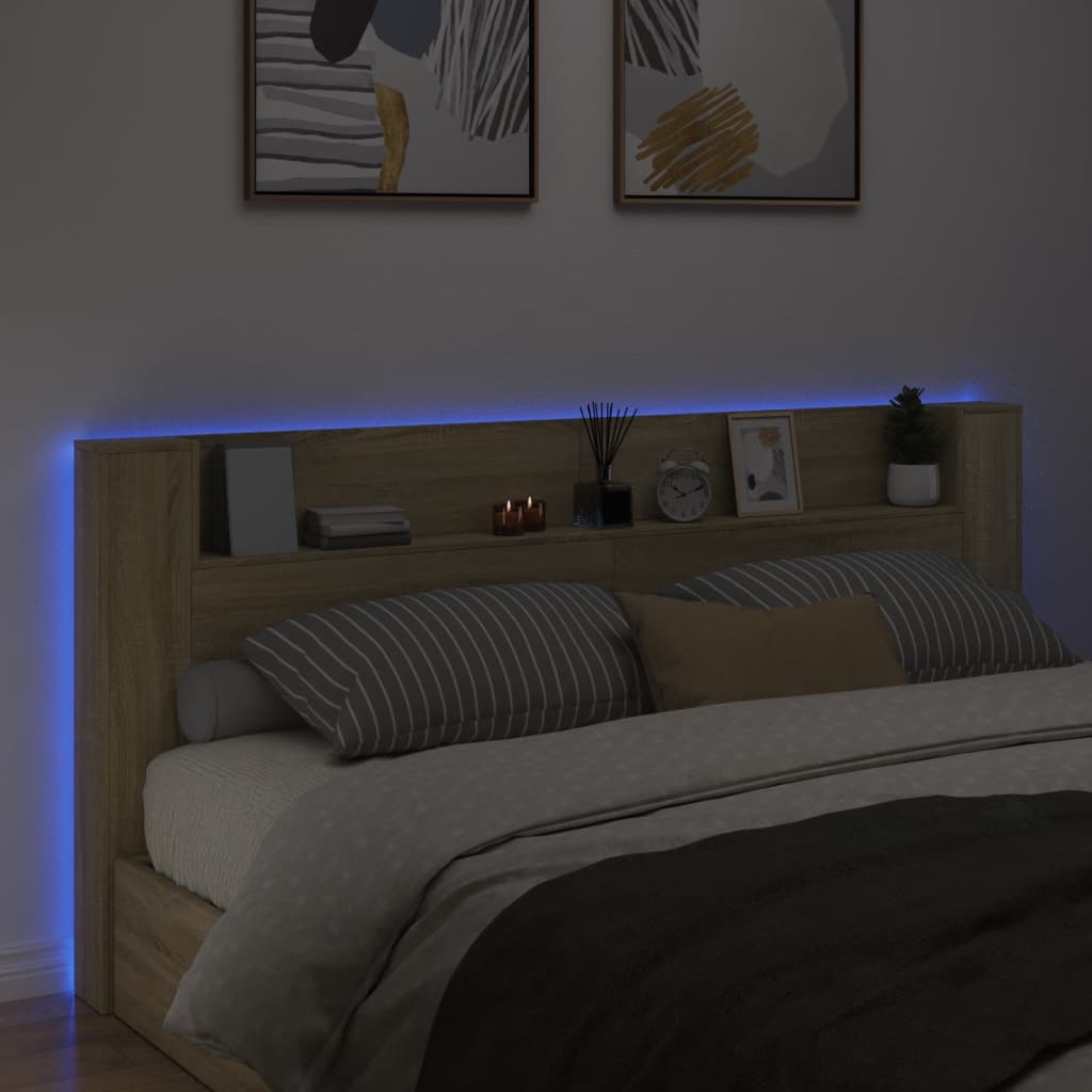 Armoire tête de lit avec LED chêne sonoma 220x16,5x103,5 cm - XIOS