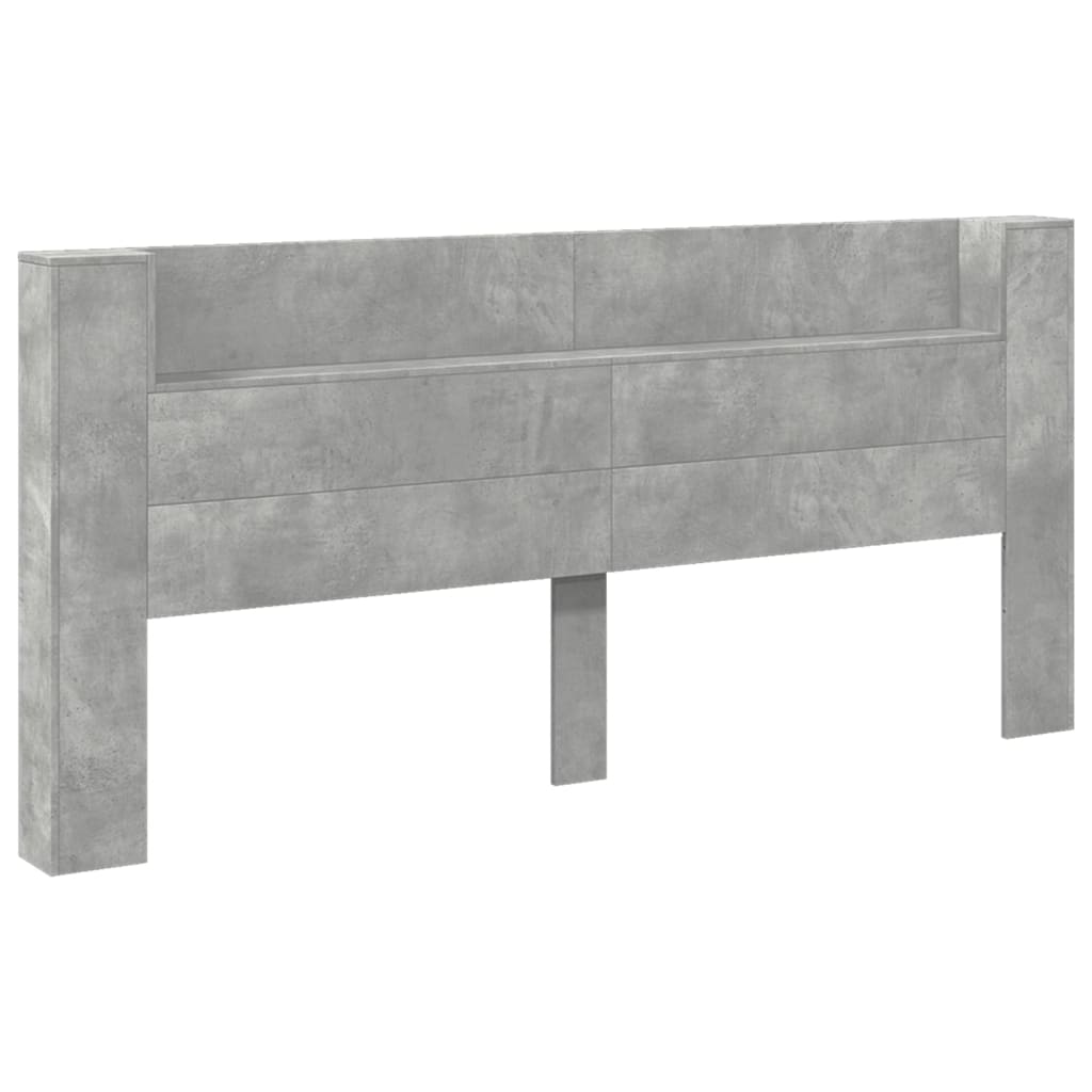 Armoire tête de lit avec LED gris béton 220x16,5x103,5 cm - XIOS