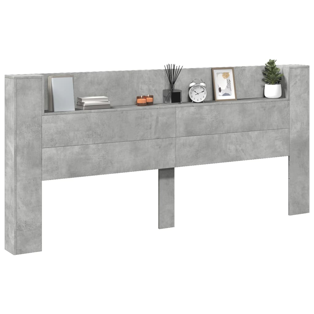 Armoire tête de lit avec LED gris béton 220x16,5x103,5 cm - XIOS