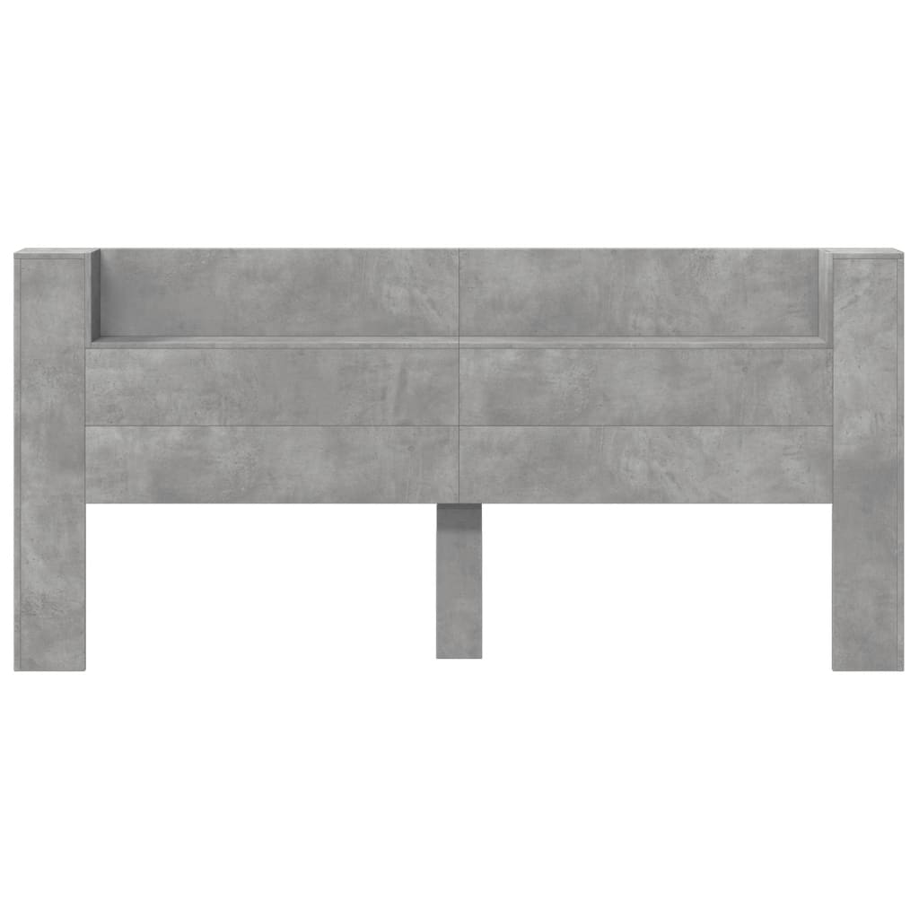 Armoire tête de lit avec LED gris béton 220x16,5x103,5 cm - XIOS