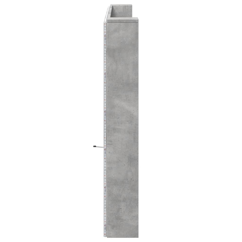 Armoire tête de lit avec LED gris béton 220x16,5x103,5 cm - XIOS