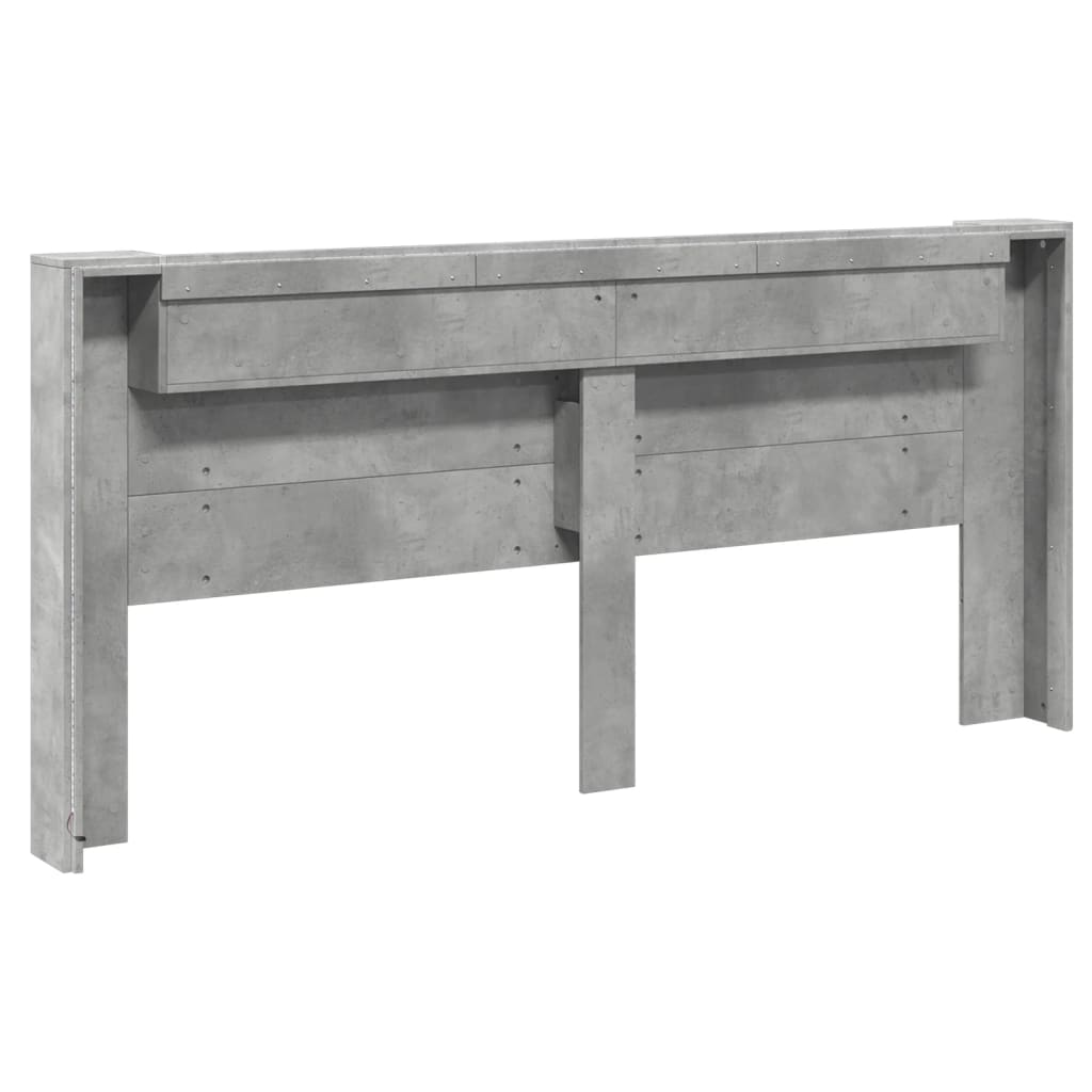 Armoire tête de lit avec LED gris béton 220x16,5x103,5 cm - XIOS