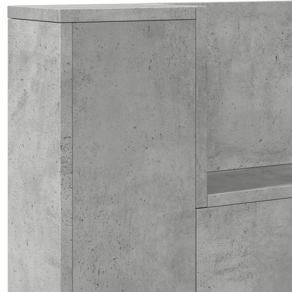 Armoire tête de lit avec LED gris béton 220x16,5x103,5 cm - XIOS
