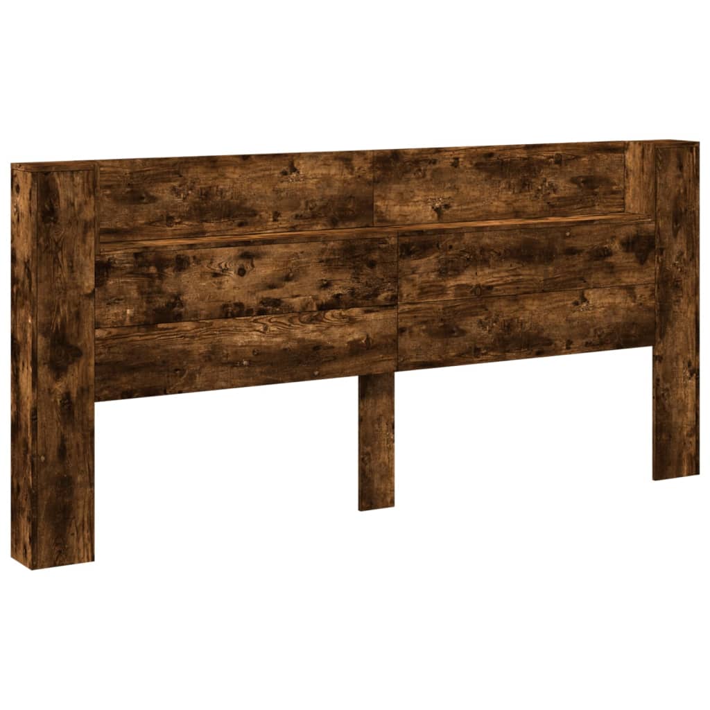 Armoire tête de lit avec LED chêne fumé 220x16,5x103,5 cm - XIOS