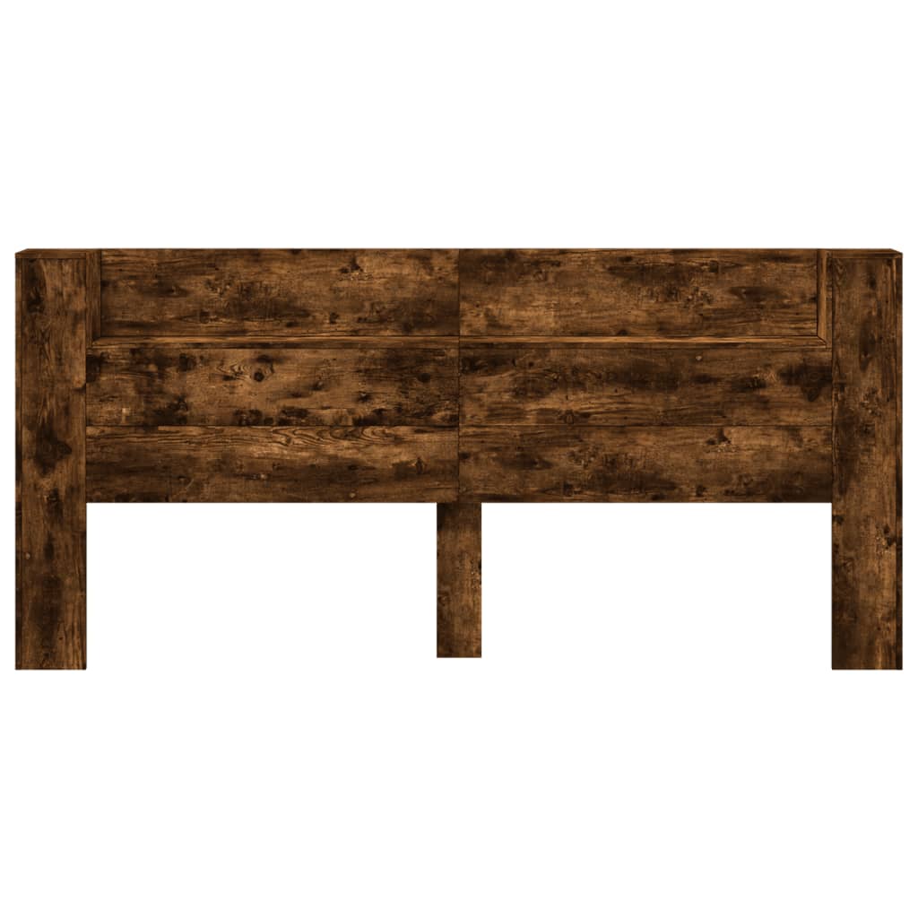 Armoire tête de lit avec LED chêne fumé 220x16,5x103,5 cm - XIOS