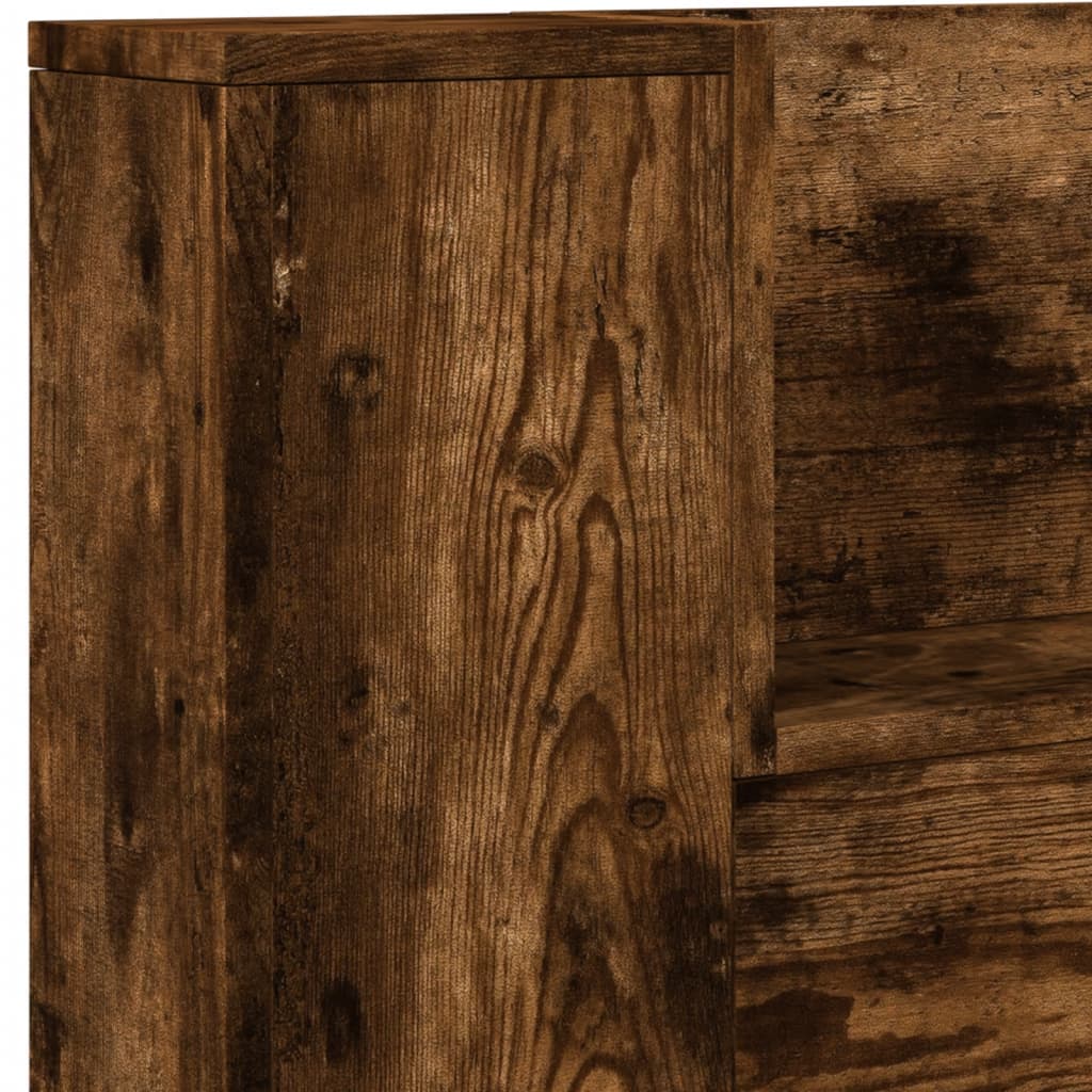 Armoire tête de lit avec LED chêne fumé 220x16,5x103,5 cm - XIOS