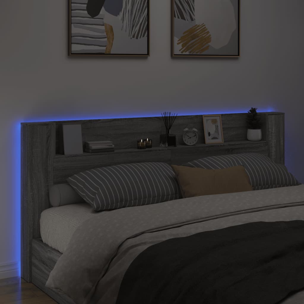 Armoire tête de lit avec LED sonoma gris 220x16,5x103,5 cm - XIOS