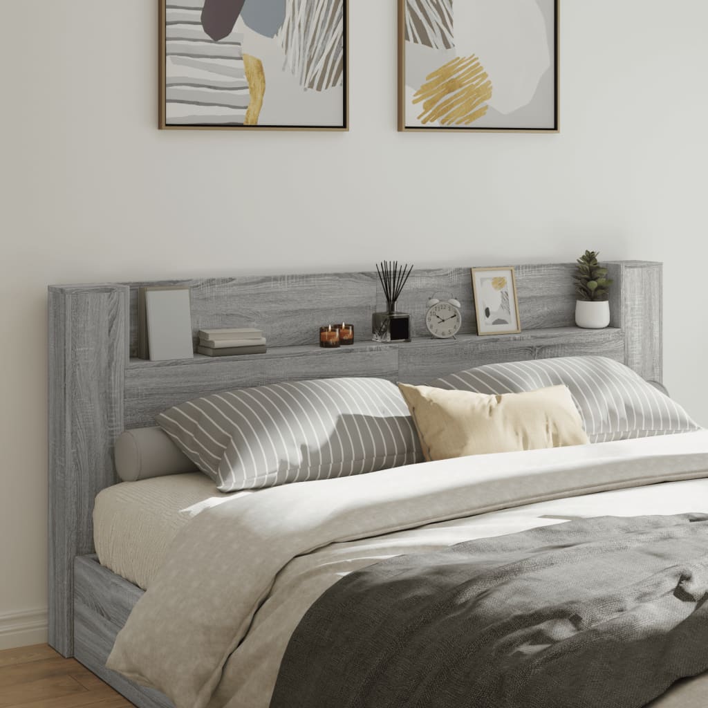 Armoire tête de lit avec LED sonoma gris 220x16,5x103,5 cm - XIOS