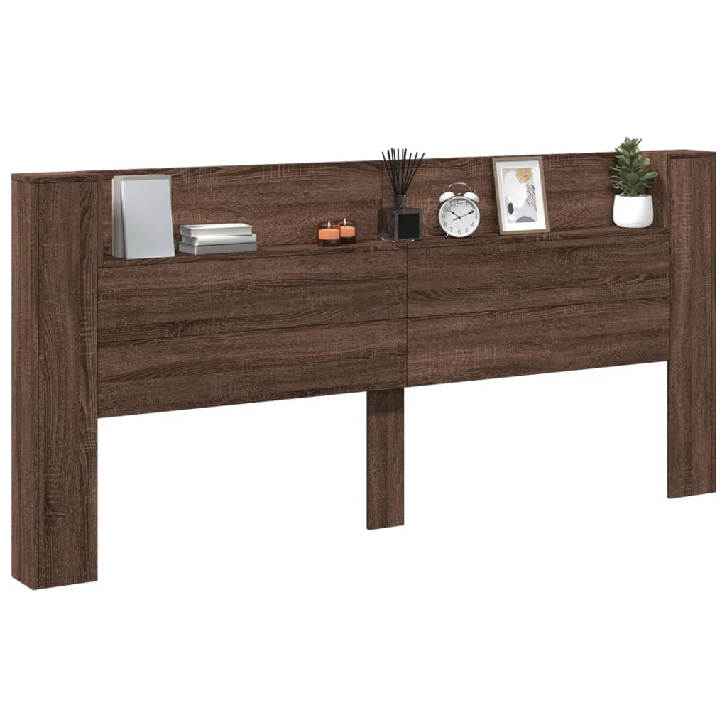 Armoire tête de lit avec LED chêne marron 220x16,5x103,5 cm - XIOS
