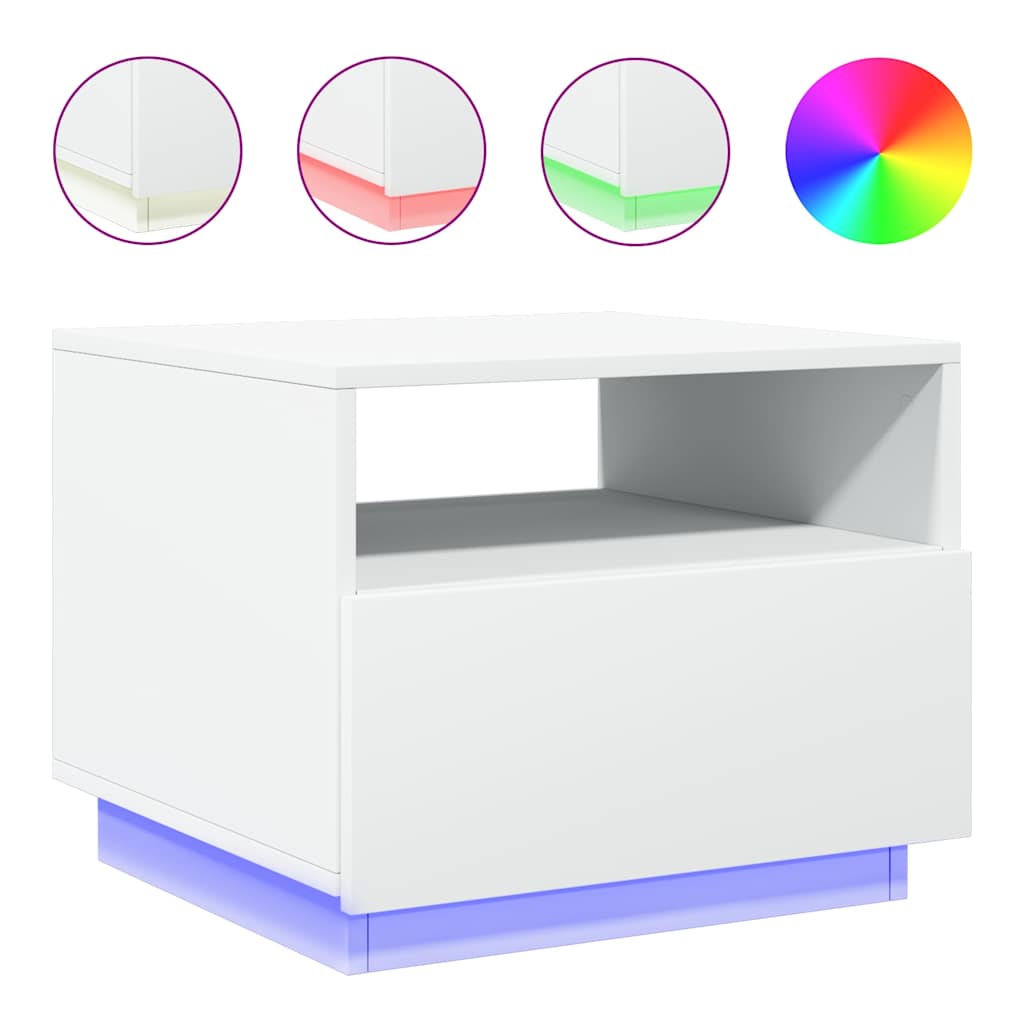 Table basse avec lumières LED blanc 50x49x40 cm - XIOS