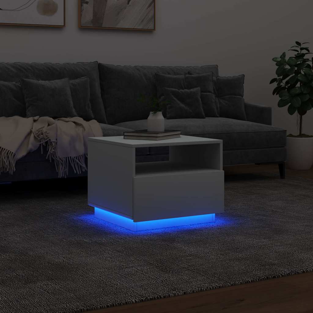 Table basse avec lumières LED blanc 50x49x40 cm - XIOS