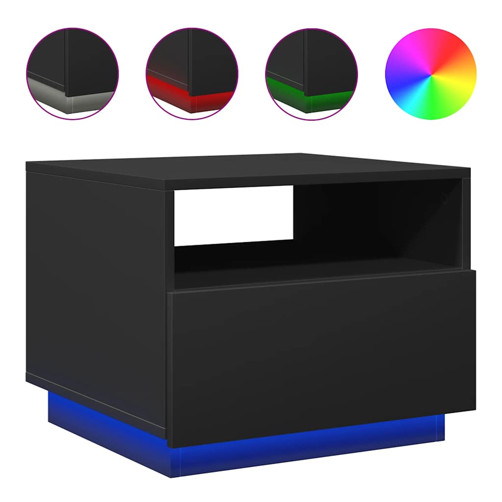 Table basse avec lumières LED noir 50x49x40 cm - XIOS