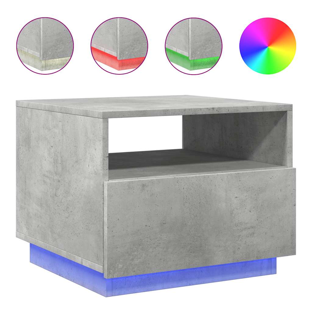 Table basse avec lumières LED gris béton 50x49x40 cm - XIOS