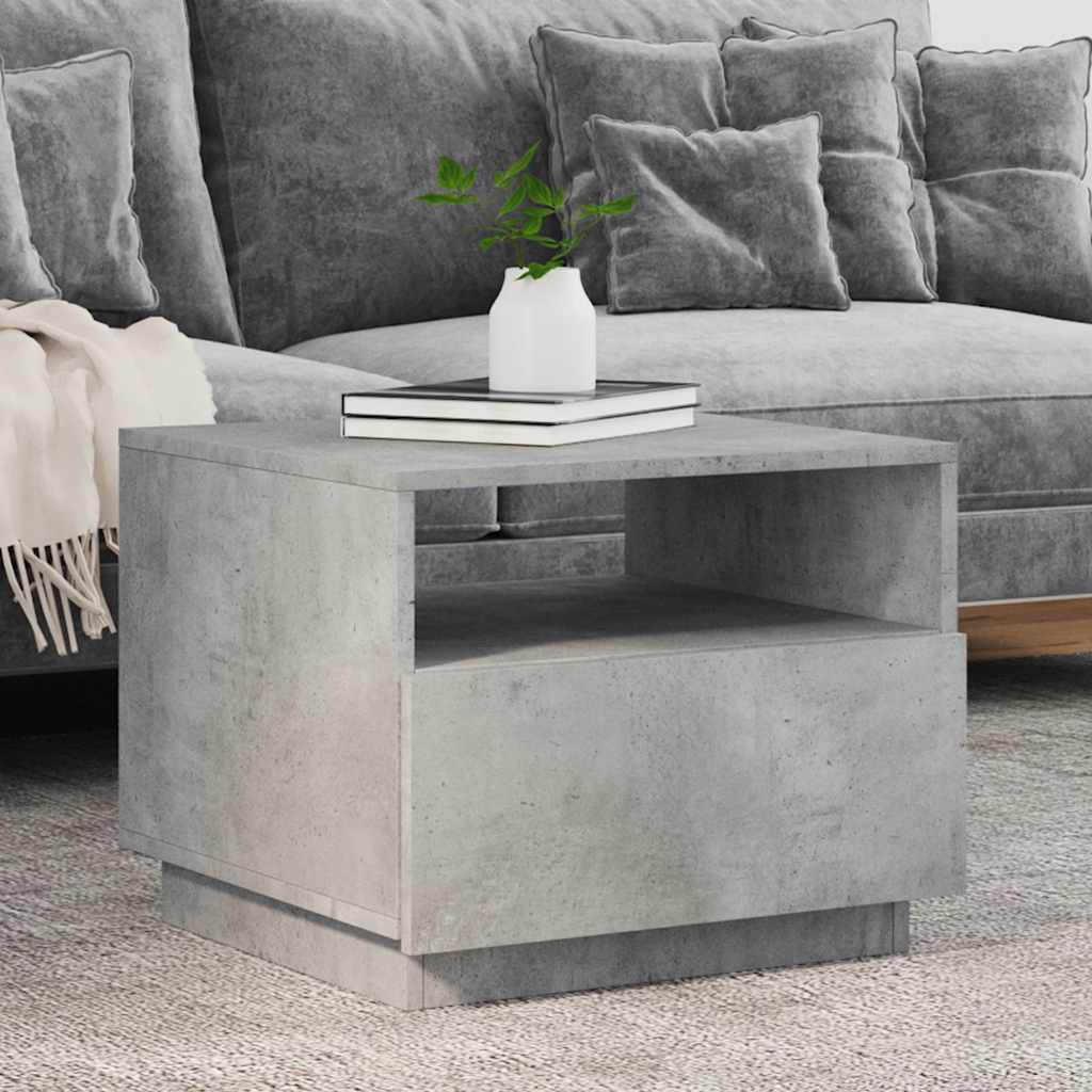 Table basse avec lumières LED gris béton 50x49x40 cm - XIOS