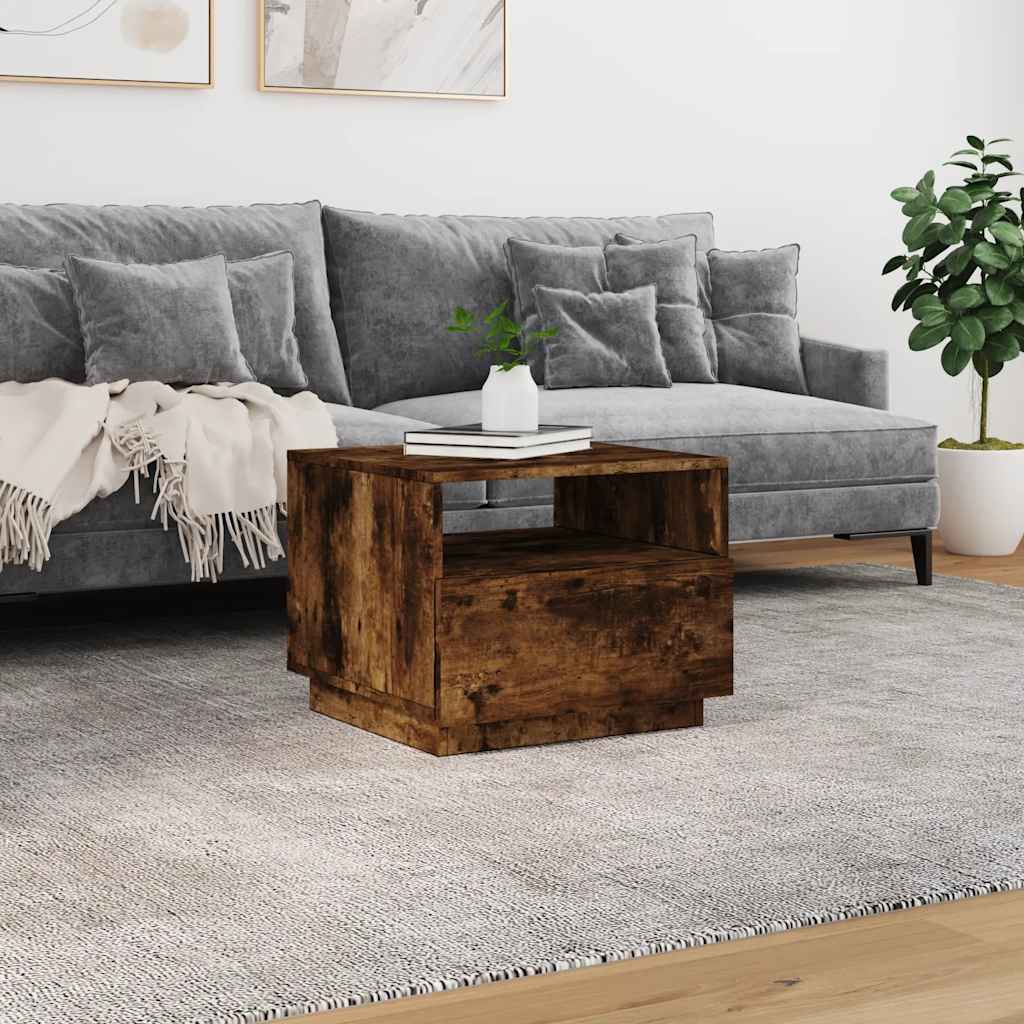 Table basse avec lumières LED chêne fumé 50x49x40 cm - XIOS