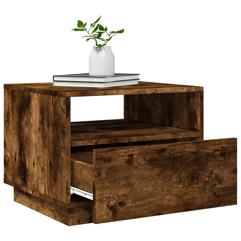 Table basse avec lumières LED chêne fumé 50x49x40 cm - XIOS