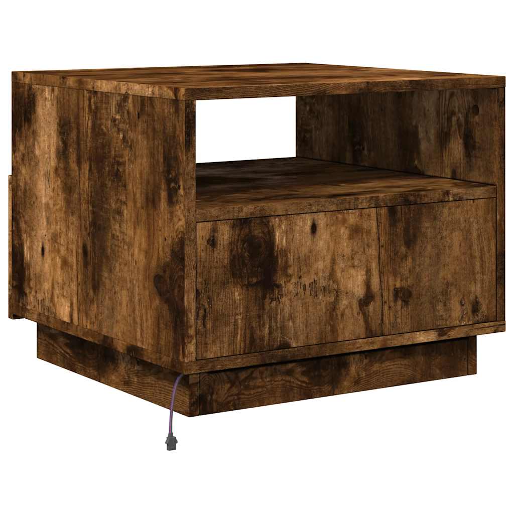 Table basse avec lumières LED chêne fumé 50x49x40 cm - XIOS