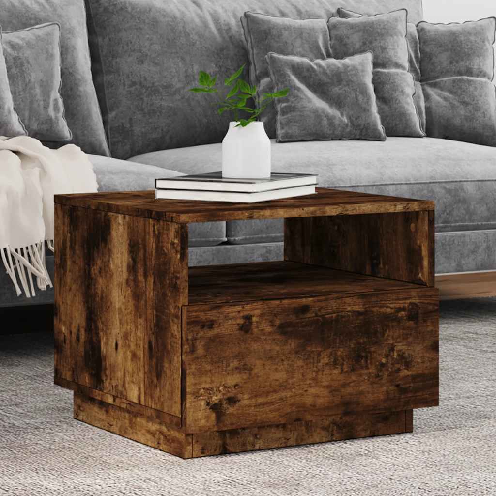 Table basse avec lumières LED chêne fumé 50x49x40 cm - XIOS