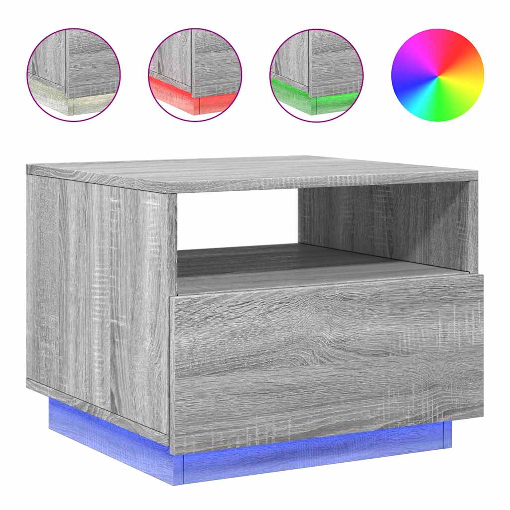 Table basse avec lumières LED sonoma gris 50x49x40 cm - XIOS