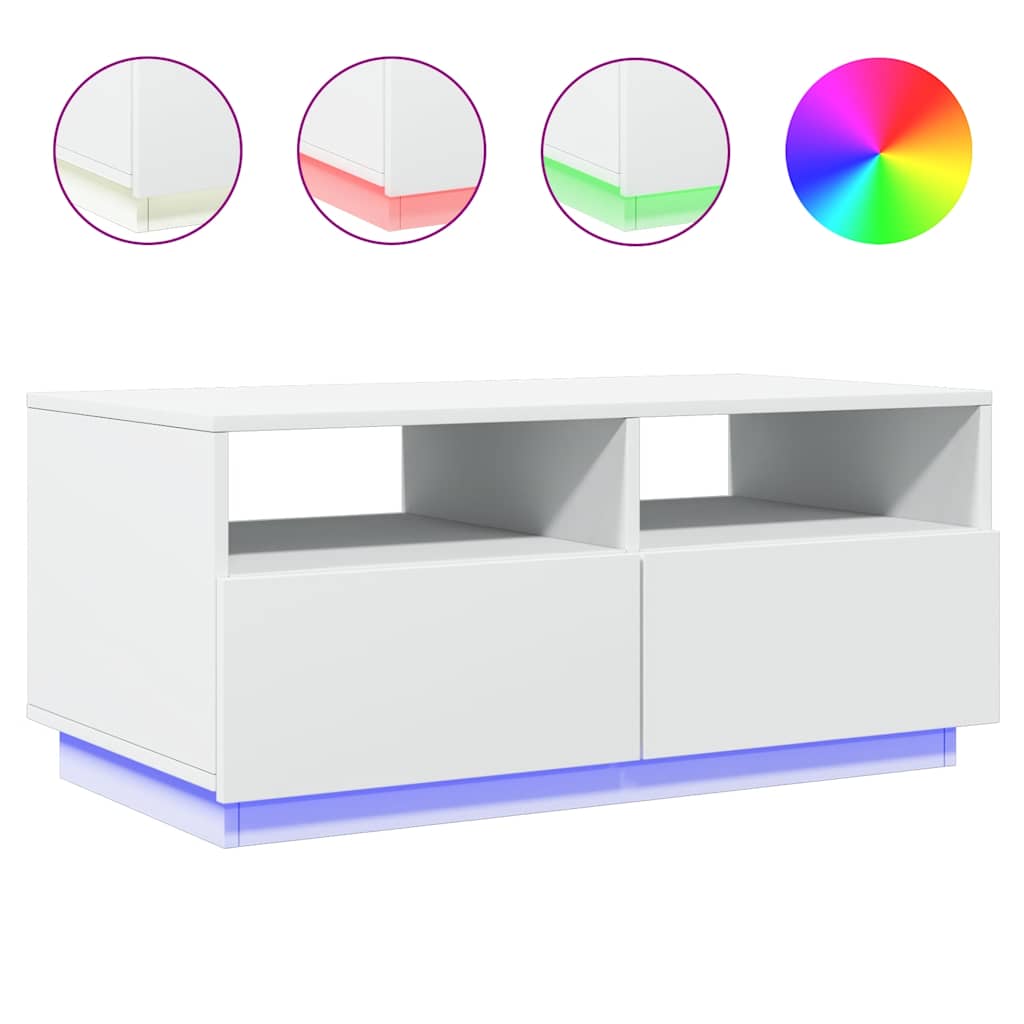 Table basse avec lumières LED blanc 90x49x40 cm - XIOS