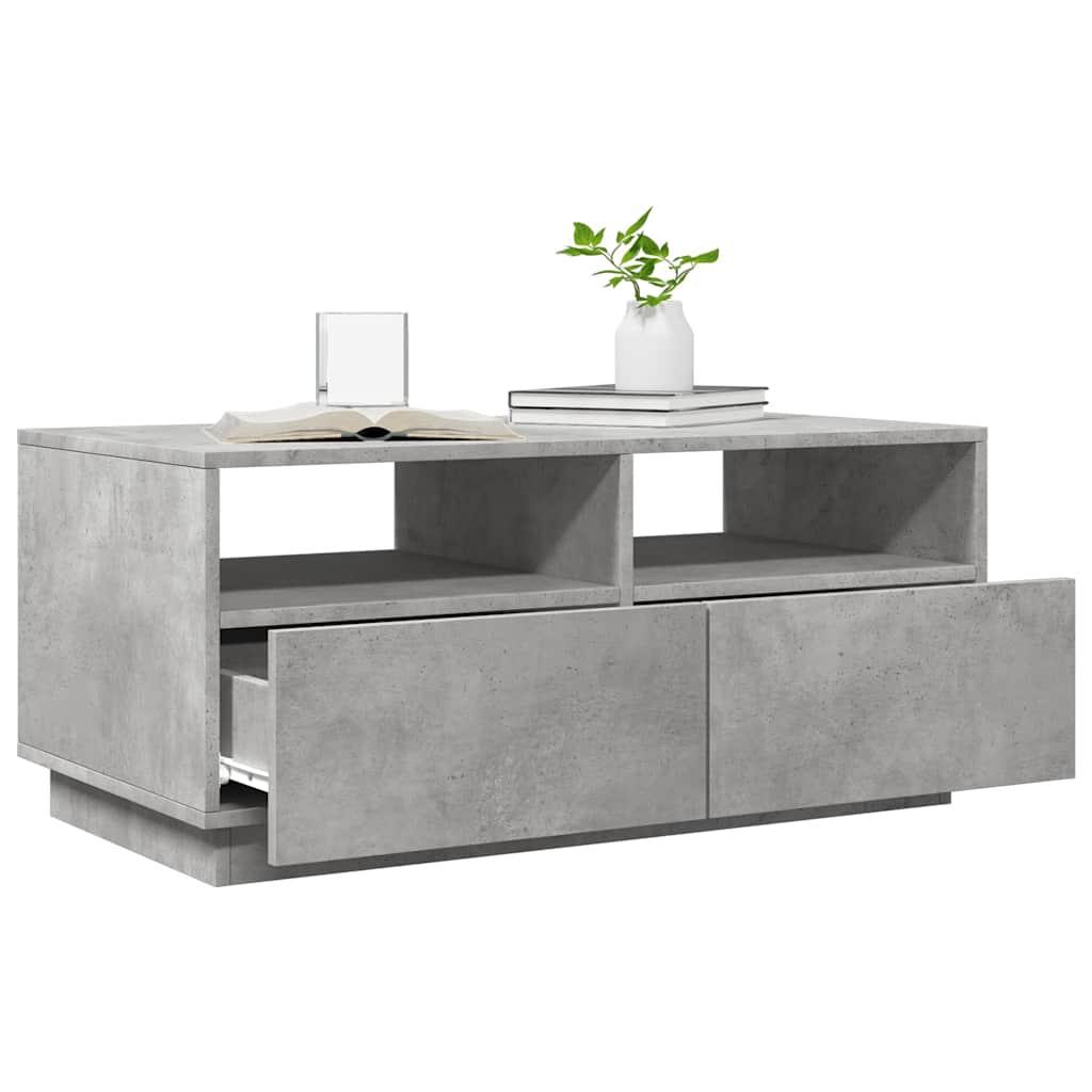 Table basse avec lumières LED gris béton 90x49x40 cm - XIOS