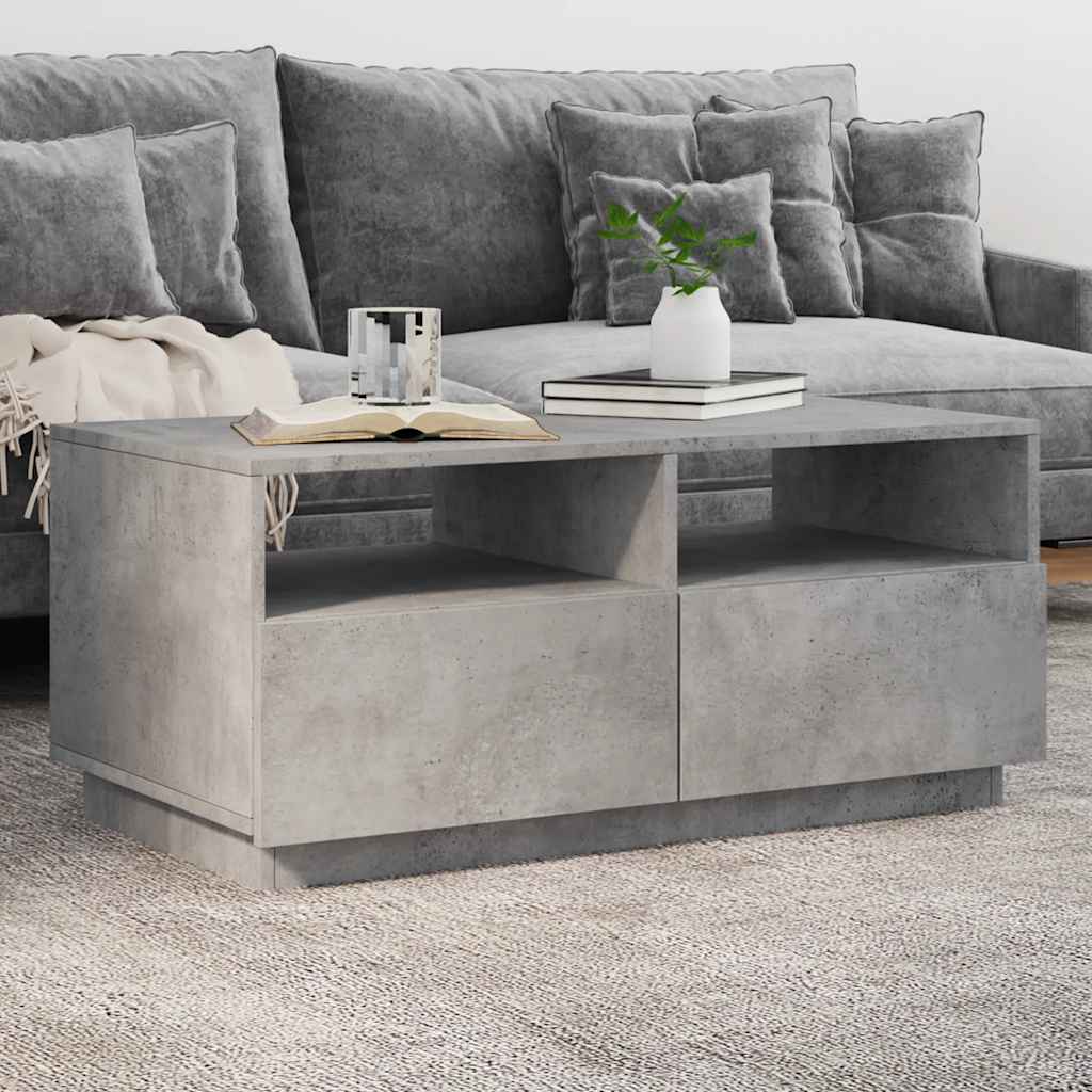 Table basse avec lumières LED gris béton 90x49x40 cm - XIOS