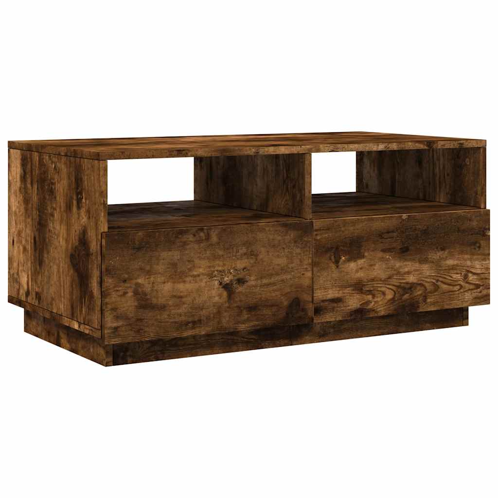 Table basse avec lumières LED chêne fumé 90x49x40 cm - XIOS