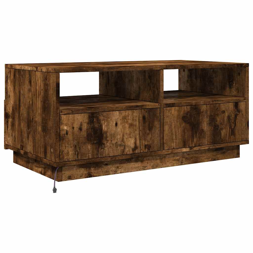 Table basse avec lumières LED chêne fumé 90x49x40 cm - XIOS