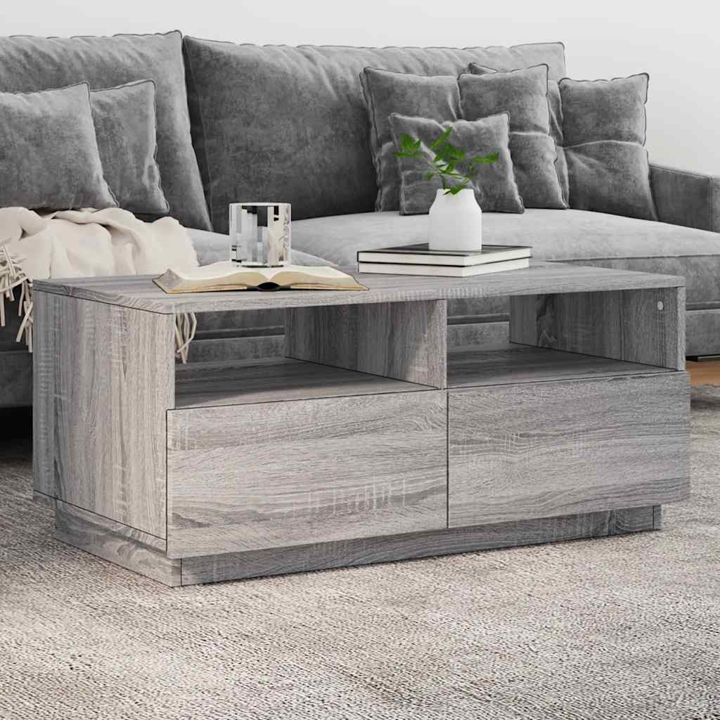 Table basse avec lumières LED sonoma gris 90x49x40 cm - XIOS