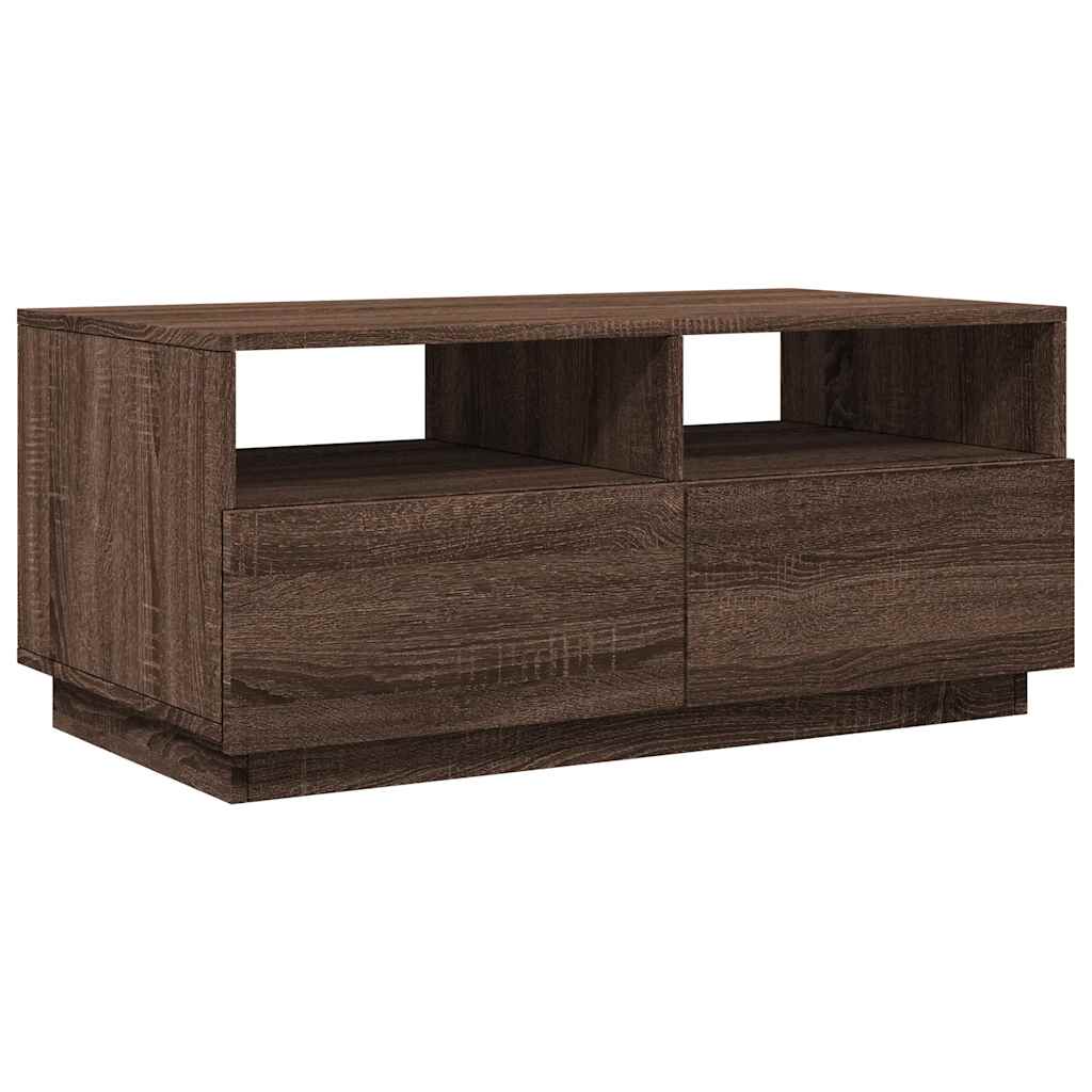 Table basse avec lumières LED chêne marron 90x49x40 cm - XIOS