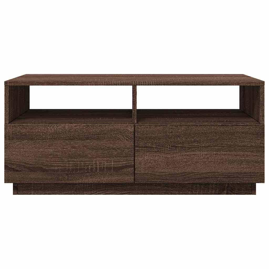 Table basse avec lumières LED chêne marron 90x49x40 cm - XIOS