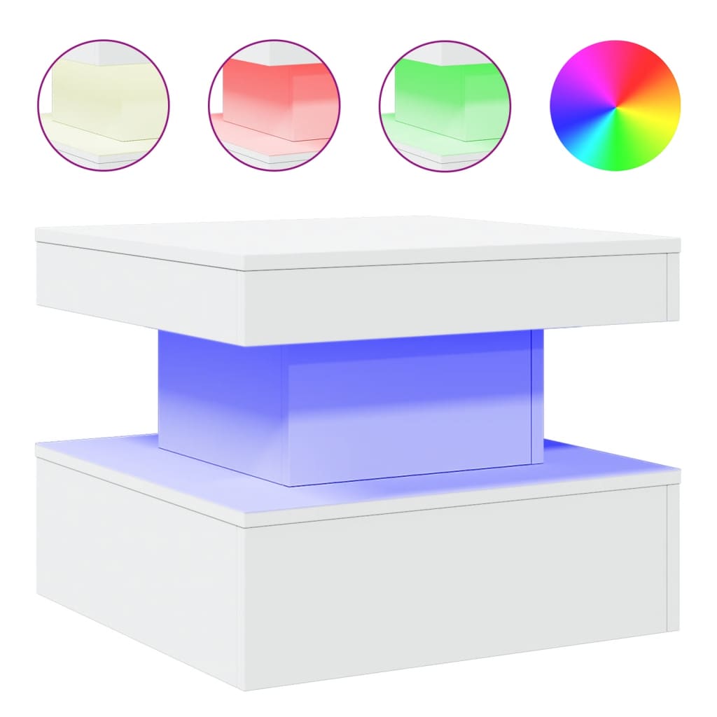 Table basse avec lumières LED blanc 50x50x40 cm - XIOS