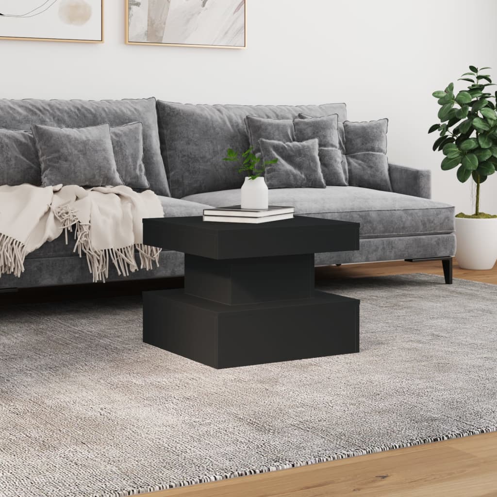 Table basse avec lumières LED noir 50x50x40 cm - XIOS