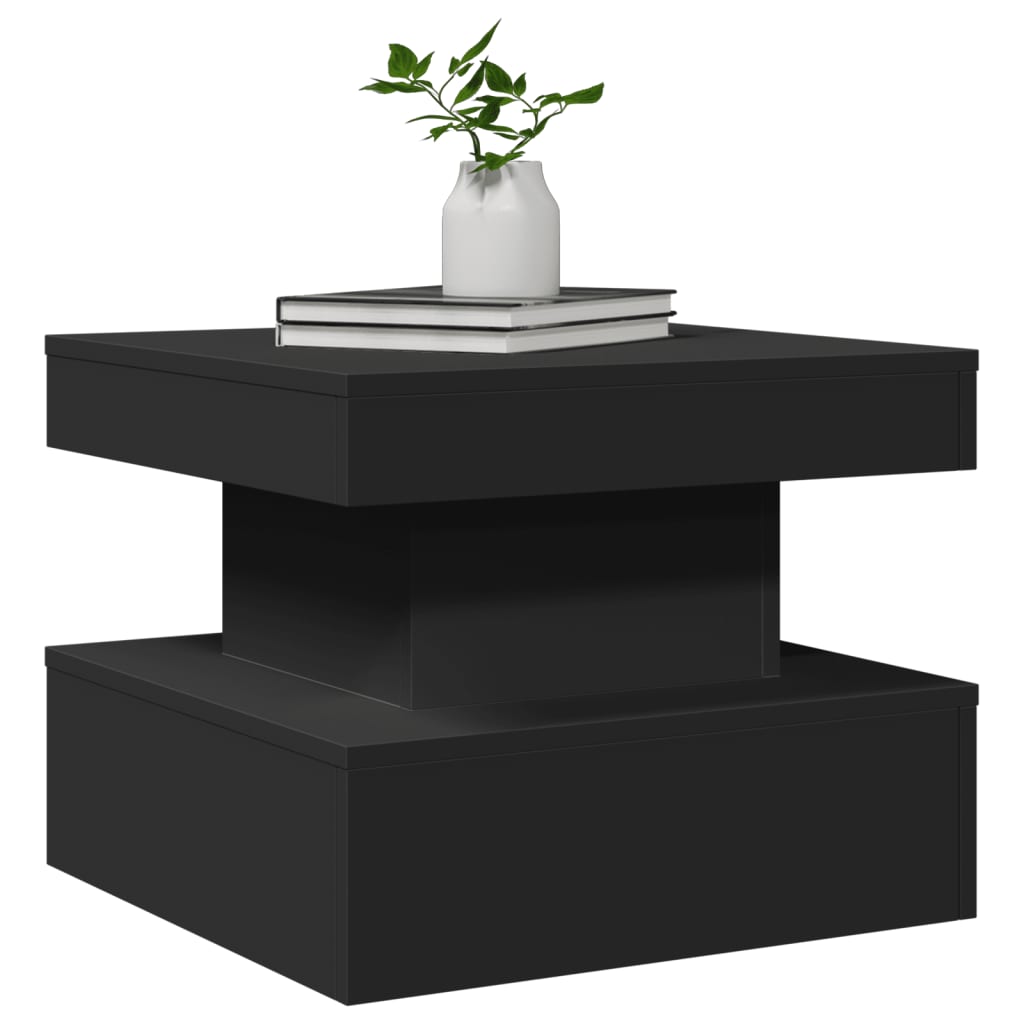 Table basse avec lumières LED noir 50x50x40 cm - XIOS