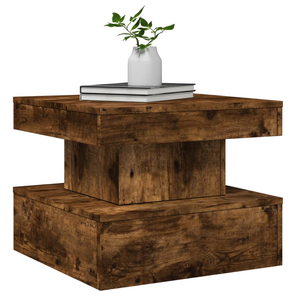 Table basse avec lumières LED chêne fumé 50x50x40 cm - XIOS
