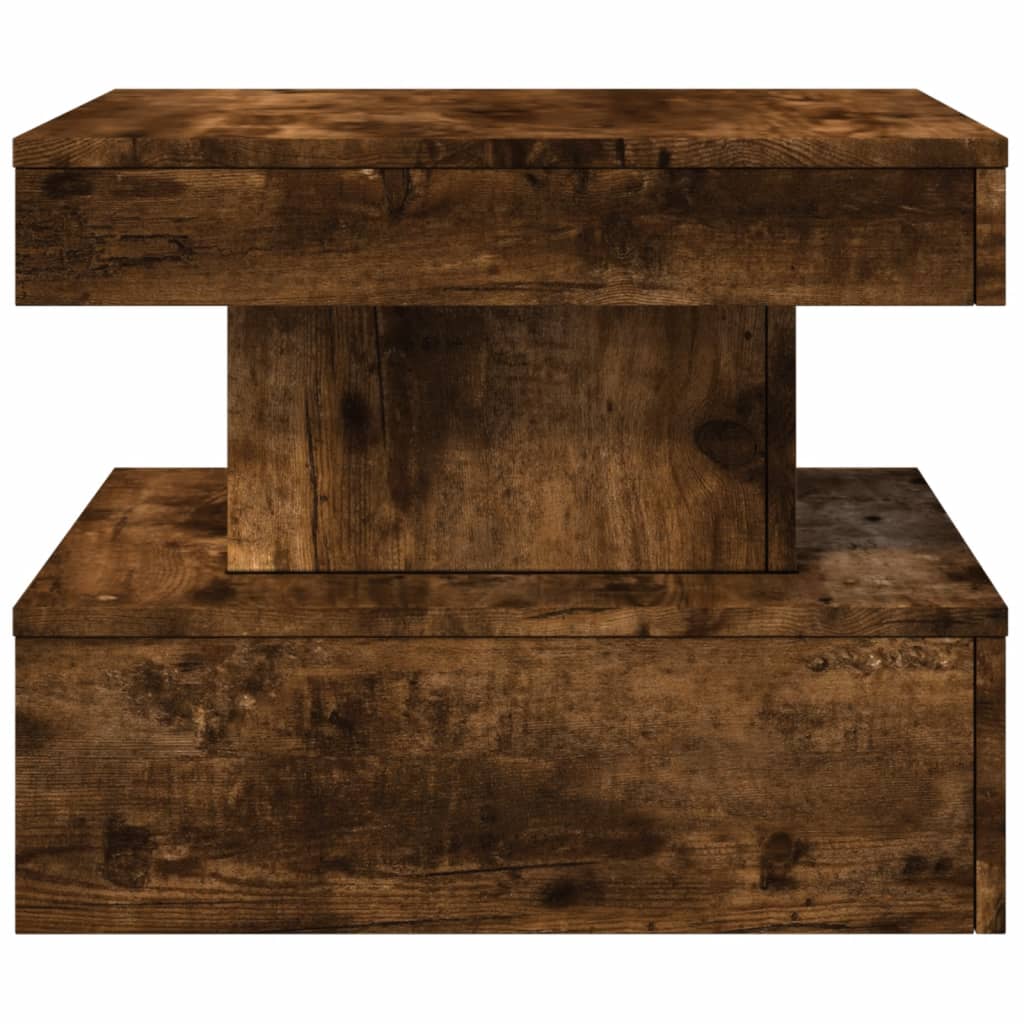 Table basse avec lumières LED chêne fumé 50x50x40 cm - XIOS