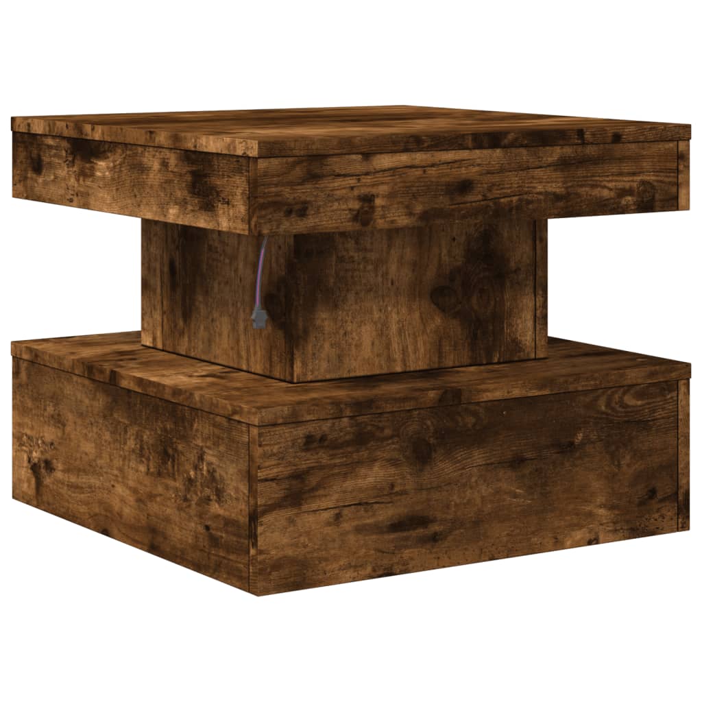 Table basse avec lumières LED chêne fumé 50x50x40 cm - XIOS