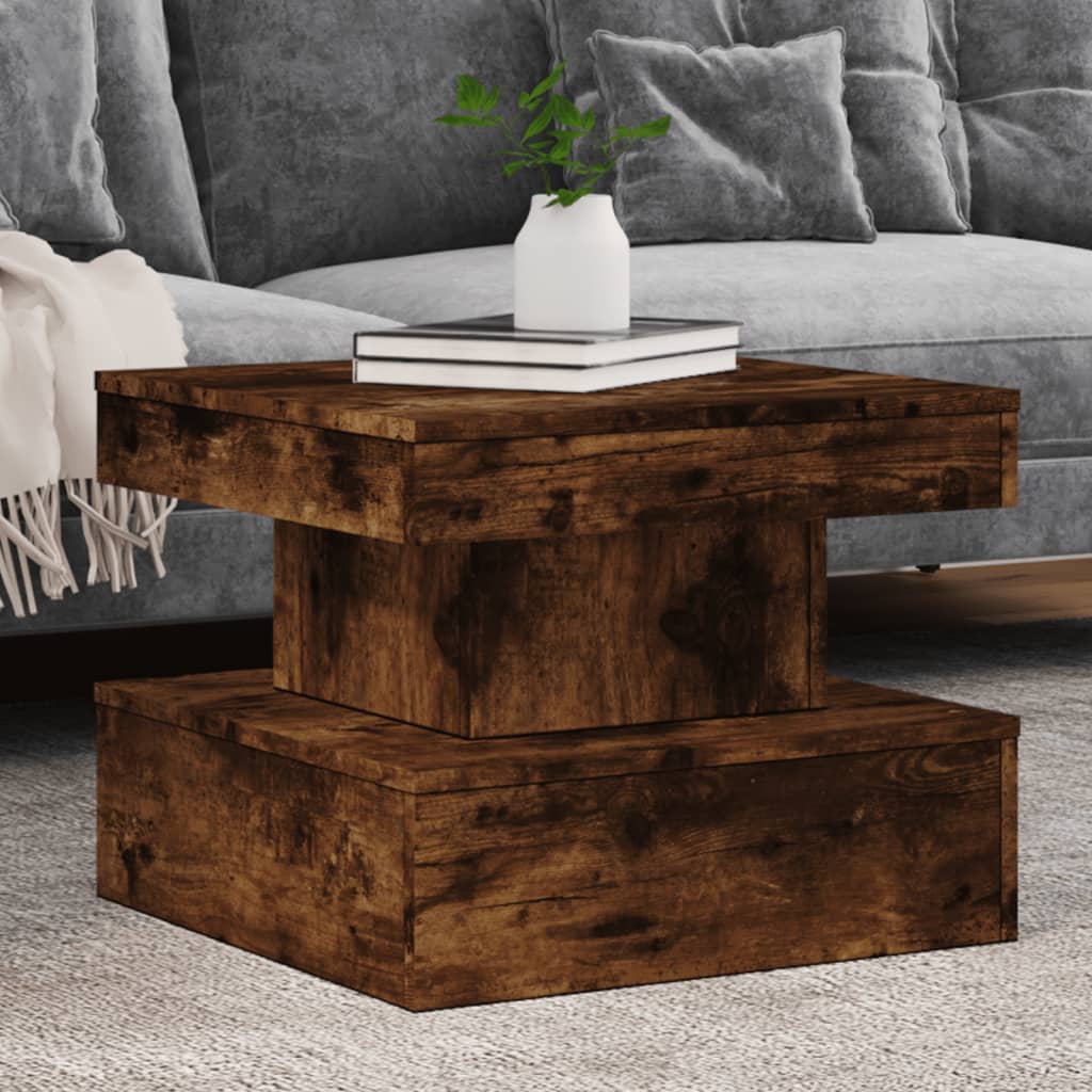 Table basse avec lumières LED chêne fumé 50x50x40 cm - XIOS