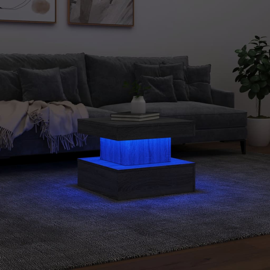 Table basse avec lumières LED sonoma gris 50x50x40 cm - XIOS