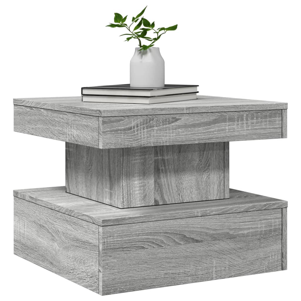Table basse avec lumières LED sonoma gris 50x50x40 cm - XIOS