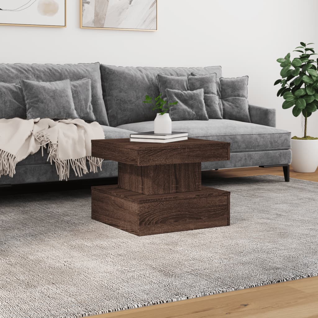 Table basse avec lumières LED chêne marron 50x50x40 cm - XIOS