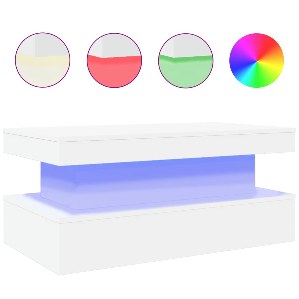 Table basse avec lumières LED blanc 90x50x40 cm - XIOS