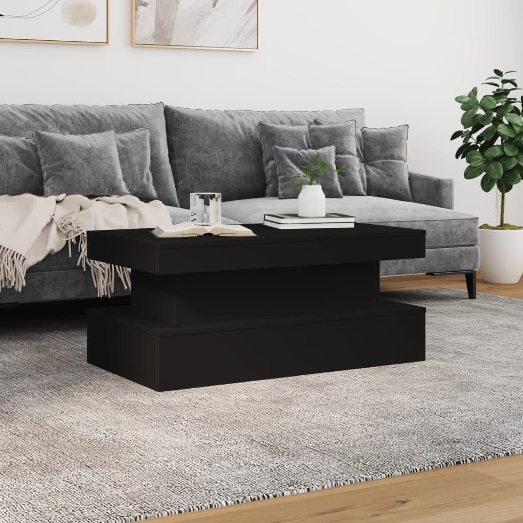 Table basse avec lumières LED noir 90x50x40 cm - XIOS