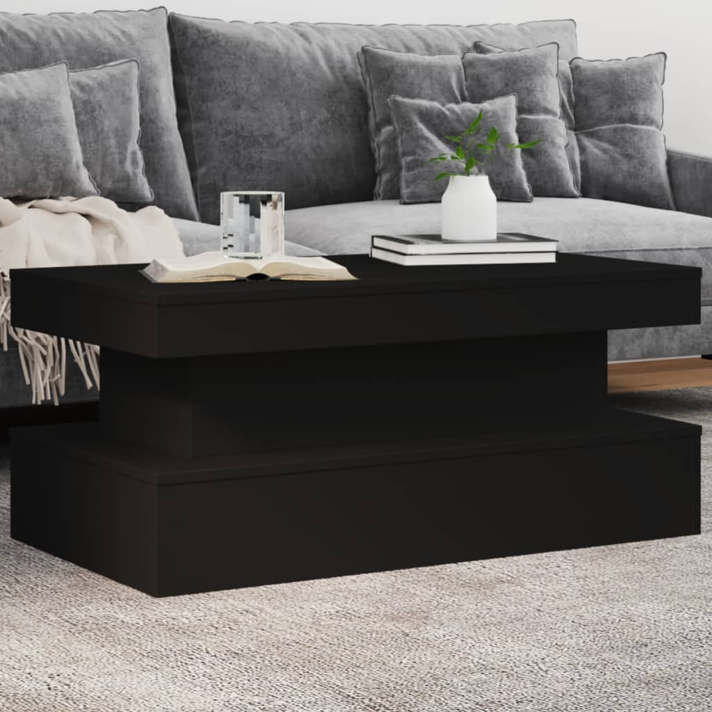 Table basse avec lumières LED noir 90x50x40 cm - XIOS